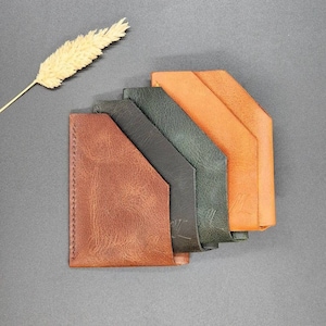 Origami Brieftaschen Vorlage. Leder Klappbrieftasche PDF Schnittmuster. Klappkarten-Etui Brauner Kartenhalter