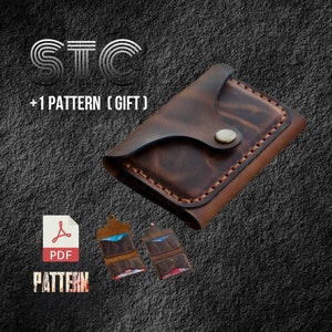 Padrão de carteira dobrável de couro - Modelo de porta-cartões - Padrão de couro em PDF - Modelo de carteira minimalista - Padrão fácil
