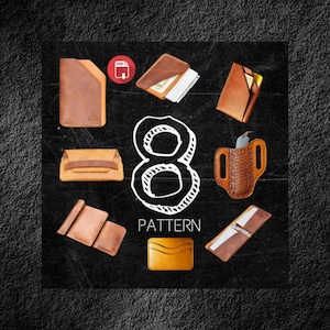 Conjunto de patrones de cuero, patrón PDF, plantilla de billetera, patrón de billetera de cuero, plantilla de billetera de cuero