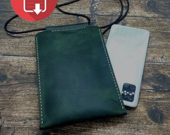 Leather Phone Case PDF Pattern: Neck Pouch Template (A4)