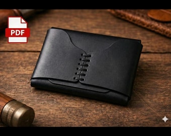 Minimalist Leather Card Wallet PDF Pattern | DIY Template, 8-Card Capacity