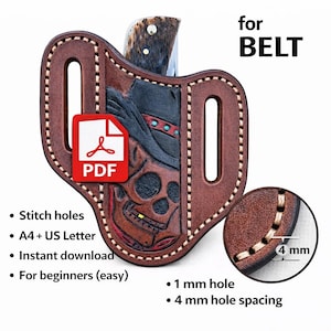 Cowboy pocket knife holster that can be worn on a belt PDF PATTERN