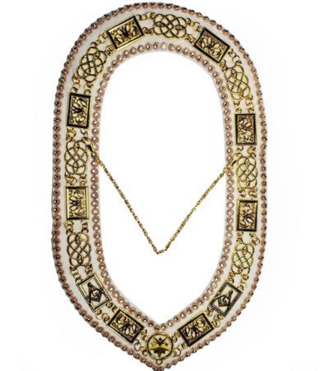 Grand Lodge Rhinestones Chain Collar Gold/silver on White Velvet