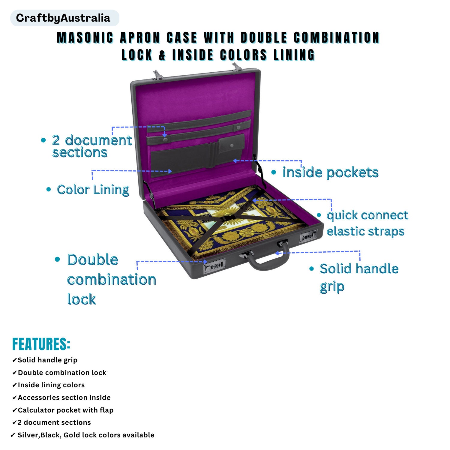 Masonic Briefcasemasonic Attachehigh Quality Leather Master Mason