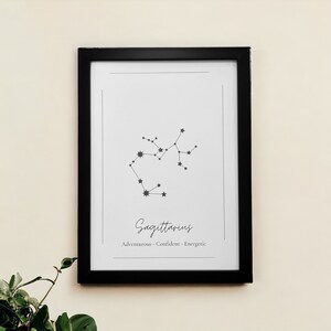 Sagittarius Zodiac Print, Zodiac Poster, Wall Art, Zodiac Sign Gift, Astrological Sign, Gift Idea, Sagittarius Gift, Star Sign, Astrology