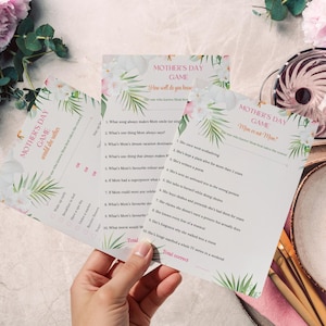 Mother&#39;s Day Games Printable – Editable Instant Download – Fun Mother&#39;s Day Party Activity – Floral Template for Mom Game- Canva Template