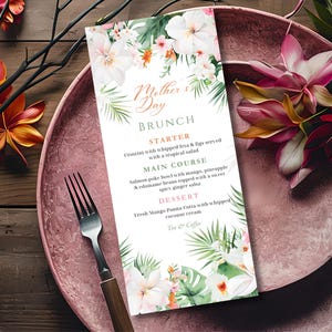 Mother’s Day Brunch Canva Template | Editable Floral Menu | Instant Download