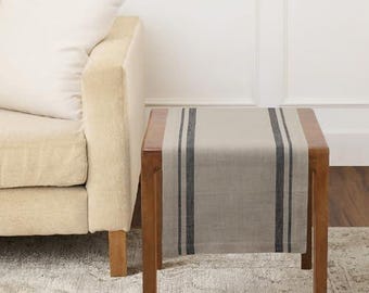 French Stripe Linen Table Runner: 100% European Flax, Handcrafted, Spring and Easter