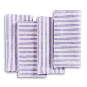 Striped Linen Dinner Napkins, Farmhouse Amalfi Stripe Style, Set of 4