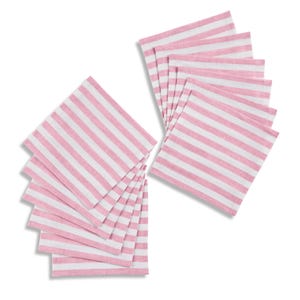 Amalfi Stripe Linen Cocktail Napkins - Set of 12, 6&quot;x6&quot;