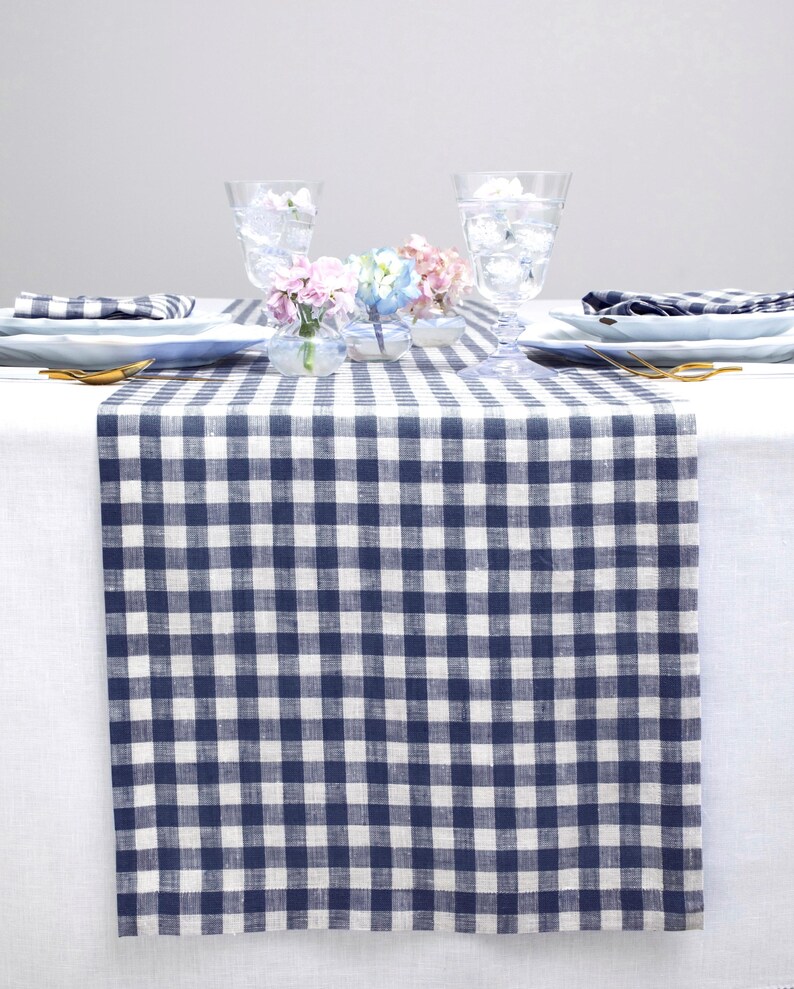 Gingham Linen Table Runner - Thumbnail 2