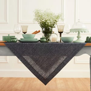 Pure Linen Tablecloth 52x52: Athena Square Table Throw