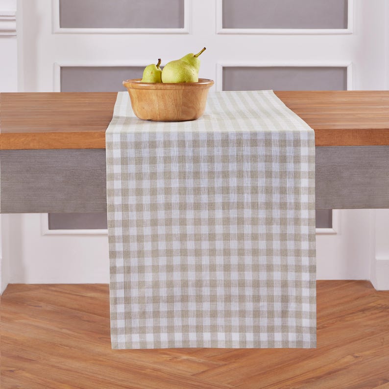 Gingham Linen Table Runner