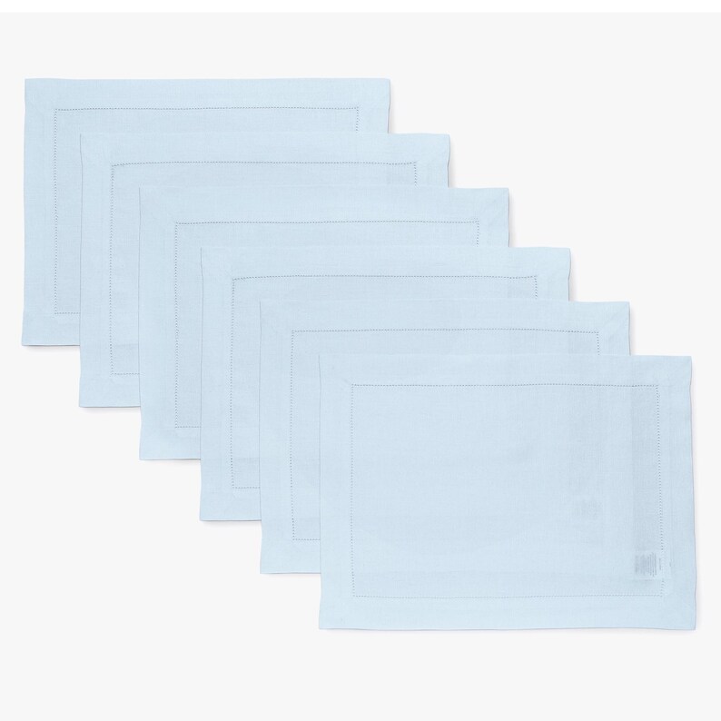 Solino Home Hemstitch Linen Placemats - Thumbnail 2