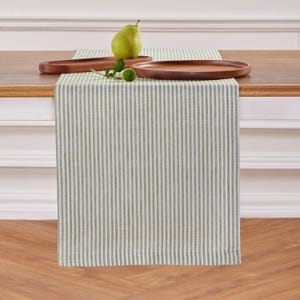 Linen Table Runner: 100% Pure European Flax, Narrow Stripe, Spring and Easter
