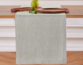 Linen Table Runner: 100% Pure European Flax, Narrow Stripe, Spring and Easter