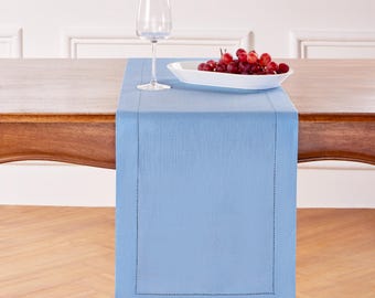 Linen Table Runner, 100% Pure European Flax, Classic Hemstitch
