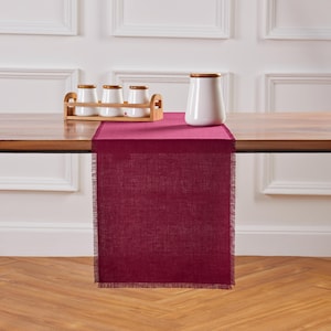 Linen Table Runner, Machine Washable, Spring and Easter, Fringe