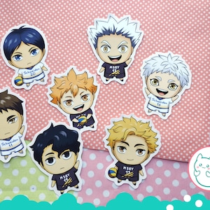 Anime volley stickers! Time skip style, matte and gloss vinyl, HQ stickers, volleball boys