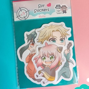 False Family stickers vinyl , anime stickers, pegatinas vinilo brillo o mate, anime merch, spy story stickers, glossy matte vinyl stickers