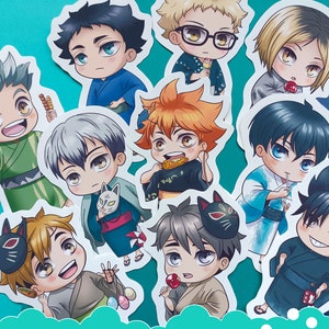 Anime Volleyball boys en yukata, style festival d&#39;été, autocollants HQ kagehina, kuroken, miyans