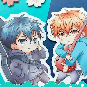 Mafuyama matte and glossy stickers, given mafuyu and uenoyama, kawaii vinyl stickers
