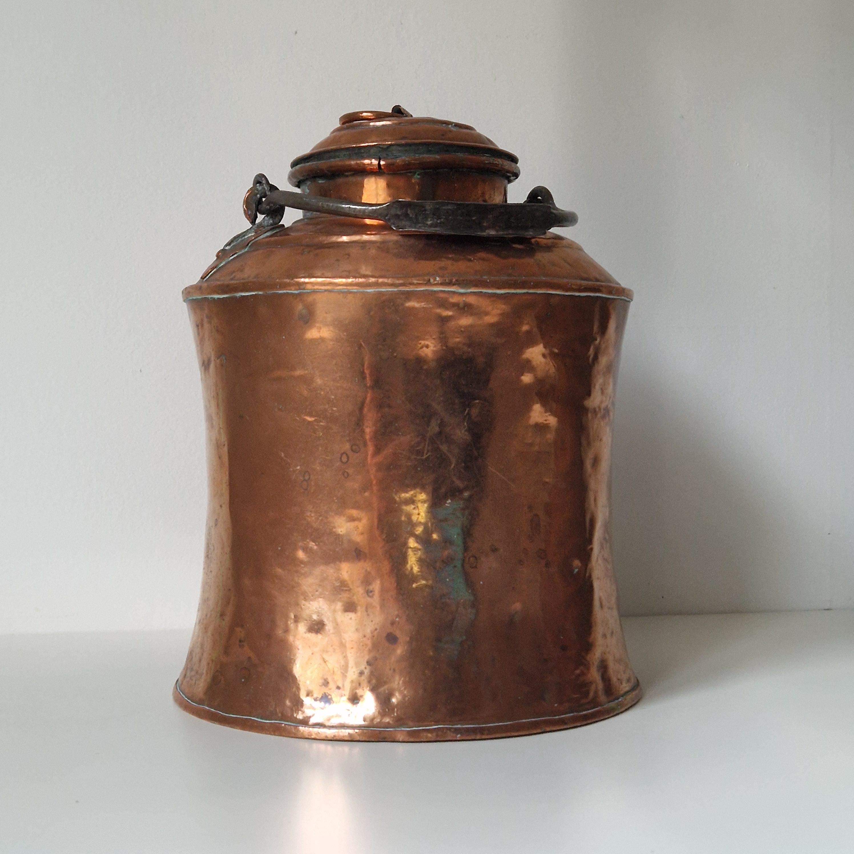 k*o様 北欧アンティークコッパーポット Unique Antique Copper Pot With Lid – Rustic Home Decor for