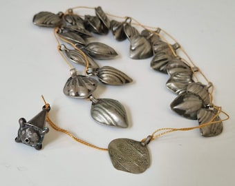 Antique Multi-Pendant Necklace – 22 Leaf Pendants – Islamic Script – Cone Amulet