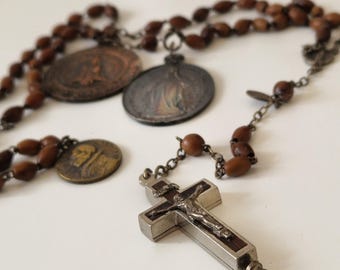 Antique Rosary – Roma Terra Catacombe Cross – Multiple Pendants – Handmade in Rome, Italy