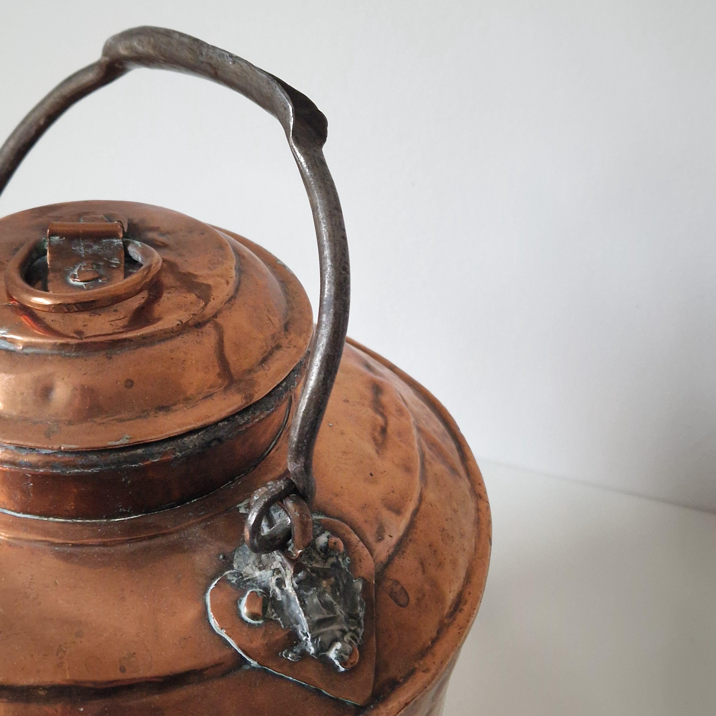 Unique Antique Copper Pot With Lid – Rustic Home Decor for