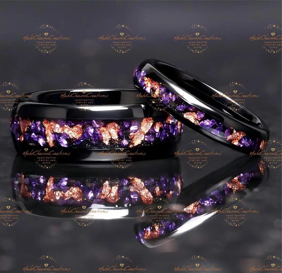 Fede Nuziale In Tungsteno Blu, Anello In Tungsteno In Oro Rosa 18k, Uomo E Donna, Anello In Carburo Di Tungsteno In Oro Rosa, Anello Per Anniversario, Anello Di Fidanzamento - Italia