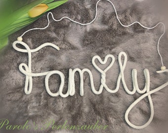 Wire lettering, knit name, name tag