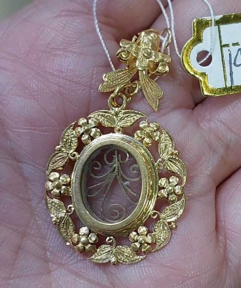 Antique Filipino Tambourine Locket Pendant 14K Gold Etsy