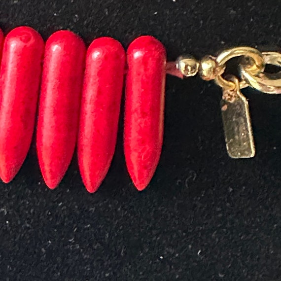 KJL Red Faux Coral Stick/Spike Collar Necklace - … - image 8