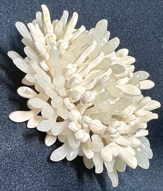 Vintage Dior Abstract Faux White Coral Brooch Pin 