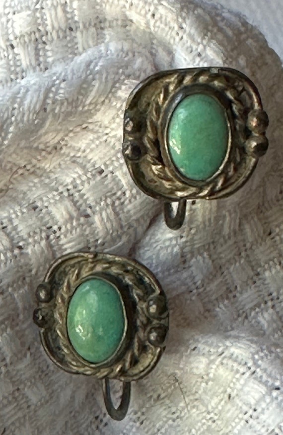 Sterling & Turquoise Vintage Screw Back Earrings