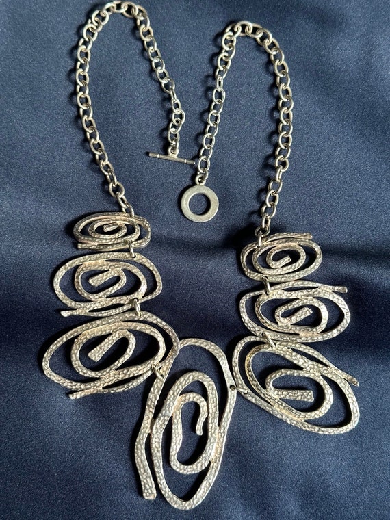 Modernist Sterling Silver Necklace - image 2