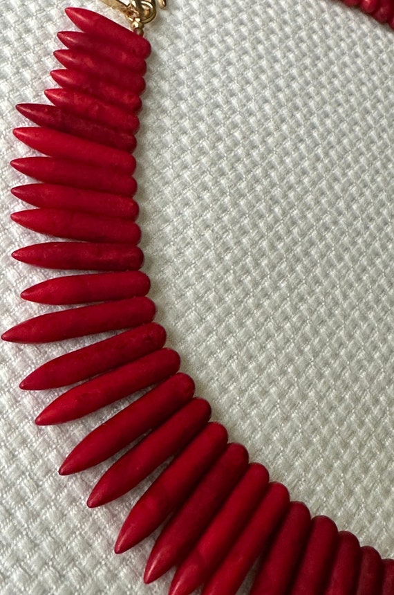 KJL Red Faux Coral Stick/Spike Collar Necklace - … - image 5