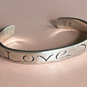 James Avery Rare & Retired Sterling Silver &#39;I Love You&#39; Cuff Bracelet