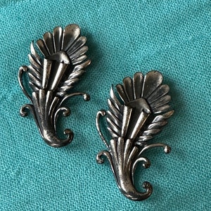 Sterling Silver Horn of Plenty Style Brooch Pair Circa 1940s-1960s