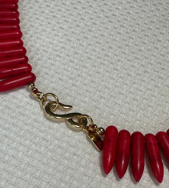 KJL Red Faux Coral Stick/Spike Collar Necklace - … - image 7