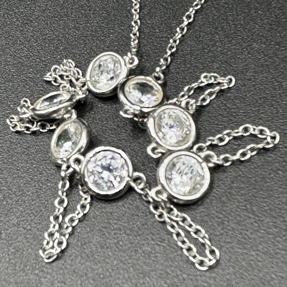 CZ by Kenneth Jay Lane Rhodium Plated Station Nec… - image 6