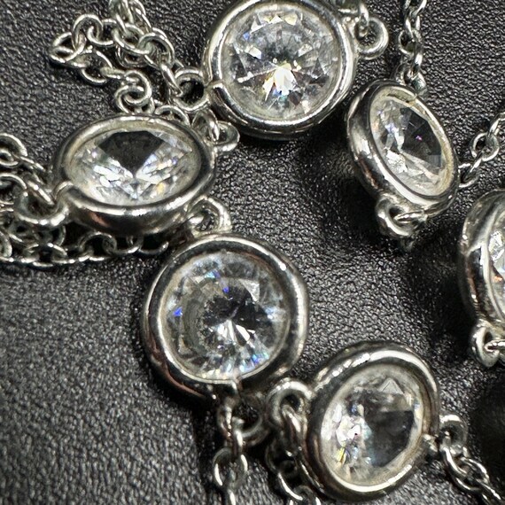 CZ by Kenneth Jay Lane Rhodium Plated Station Nec… - image 4