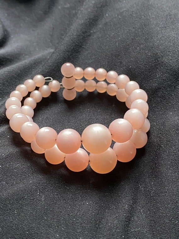 Double Row Pink Moonglow Memory Wire Bracelet - image 2