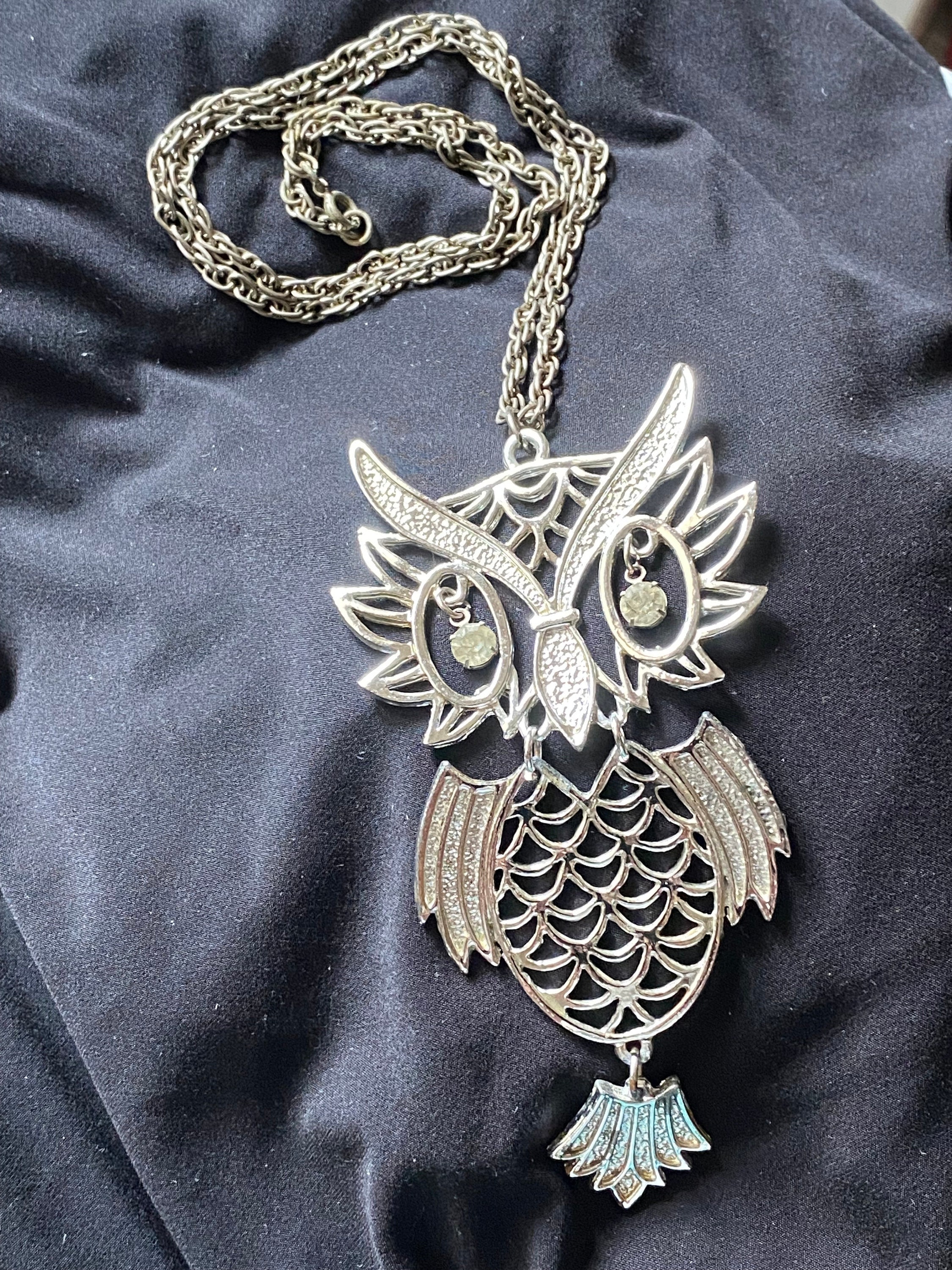 Articulated Large Owl Pendant Necklace