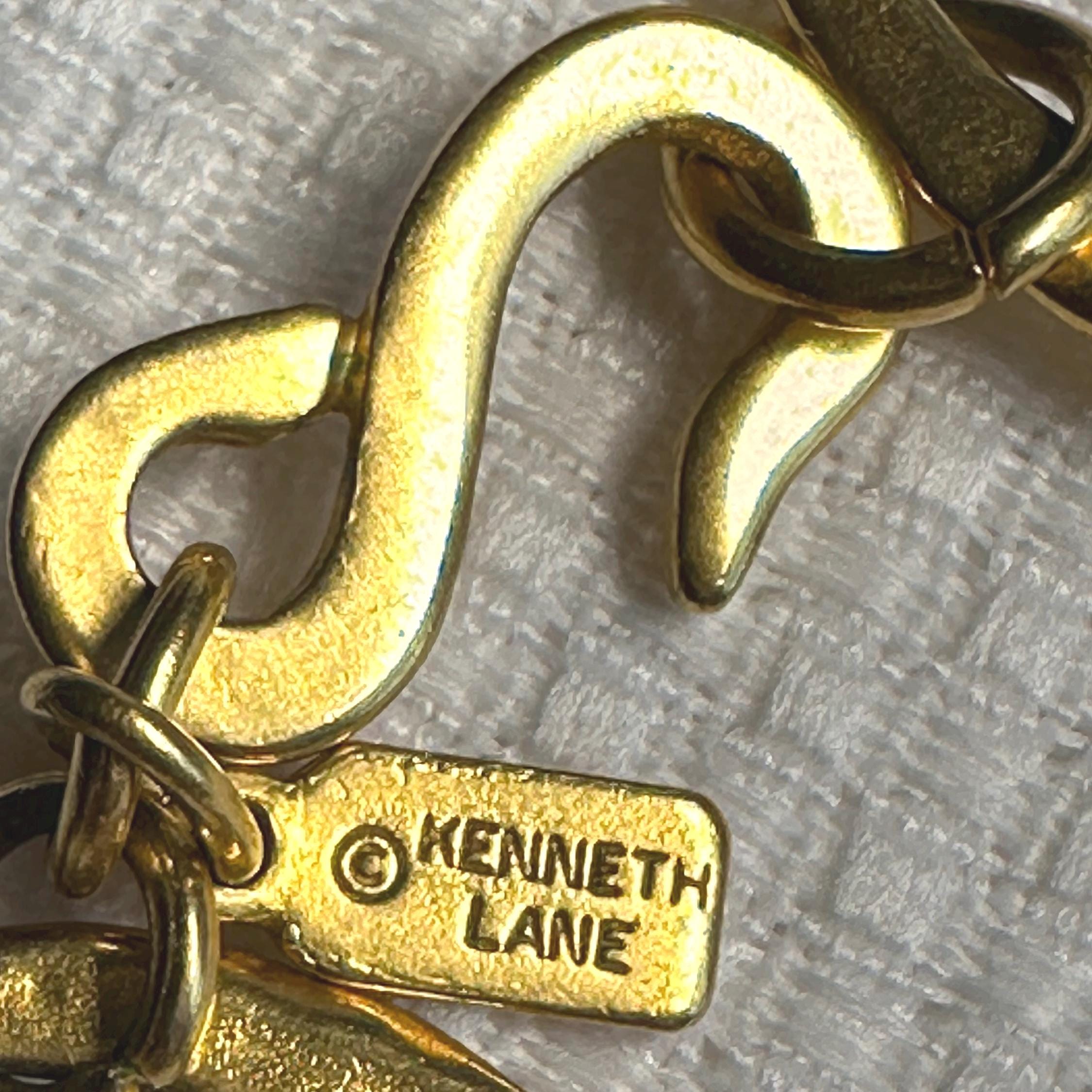 KJL Kenneth Jay Lane Hammered Satin Gold Tone Circle Link 