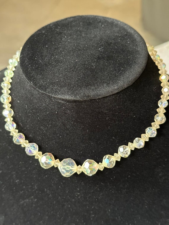 Graduated & Faceted Single Strand AB Vintage Choker N… - Gem