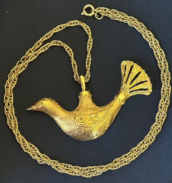 BJ Beatrix Jewelry Gold Tone Bird Pendant Necklac… - image 5