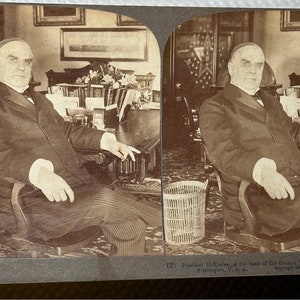 President McKinley in the Cabinet Room at the White House Stereoscopic View Card, ca. 1900 Underwood & Underwood Gelatin-Silver Print