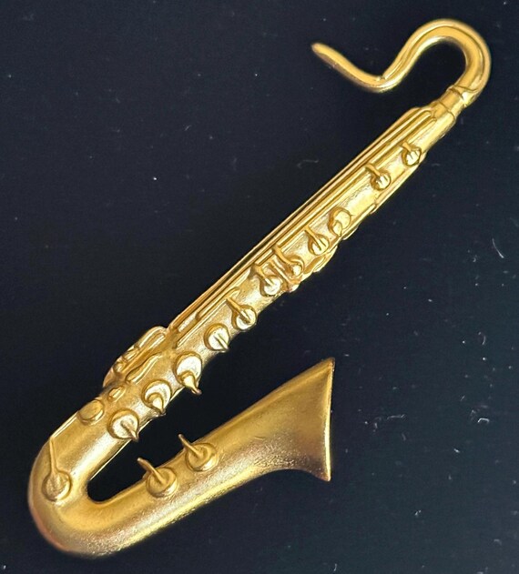 Kenneth Jay Lane KJL Saxophone Brooch Vintage Col… - image 2
